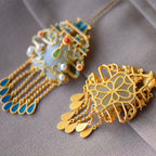 Cloisonne with Tassels Pendant Gilding Necklace