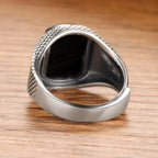 Black Agate Sterling Silver Openings Ring