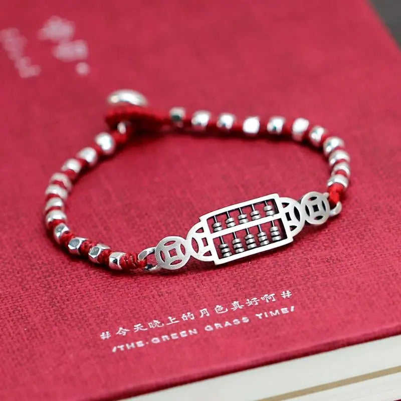 Abacus Designed Pendant Sterling Silver Bracelet Couple Bracelet