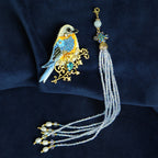 Bird Shape Embroidery with Tassel Gilding Brooch