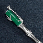 Bamboo Designed Jade & Sterling Silver Retro Chinese Style Hairpin