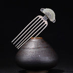 Auspicious Cloud Jade Sterling Silver Retro Chinese Style Hairpin