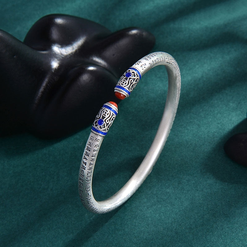 Ethnic Style Burnt Blue Sutra Enamel Bracelet