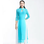 Elegant Chinese Style Yoga Wear Dance Costume with Pant Skirt