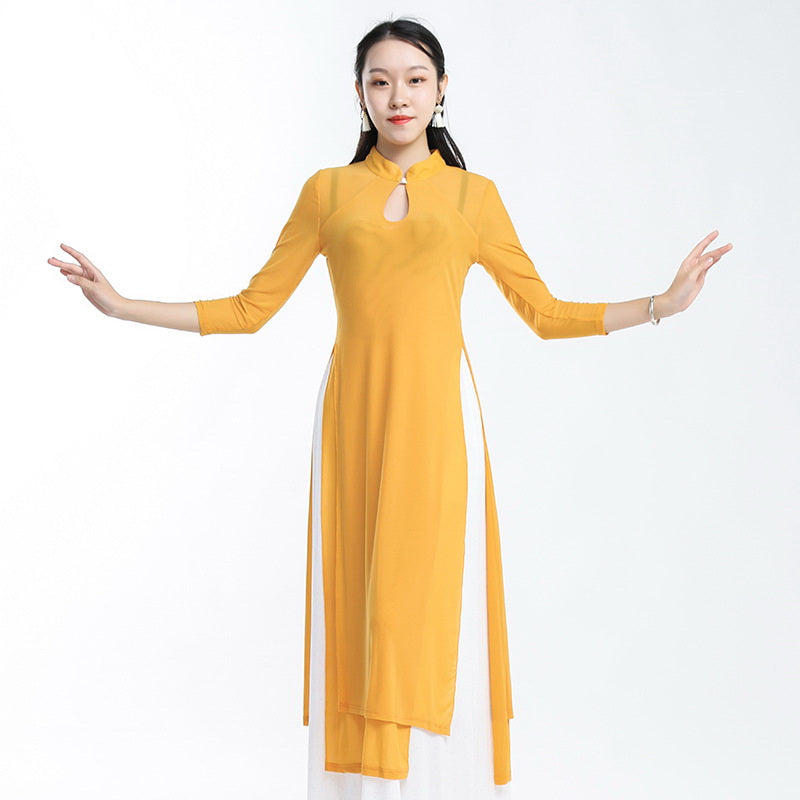 Elegant Chinese Style Yoga Wear Dance Costume with Pant Skirt