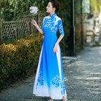 Elegant and Graceful Vietnamese Ao Dai Authentic Modified Summer Long