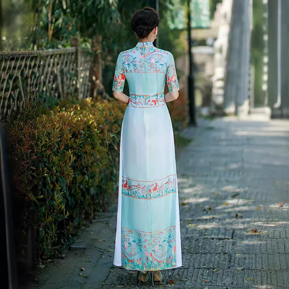 Elegant and Graceful Vietnamese Ao Dai Authentic Modified Summer Long