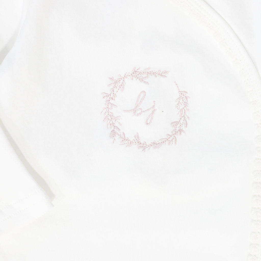 Bebe Jolee Embroidered pink trimmed footie set