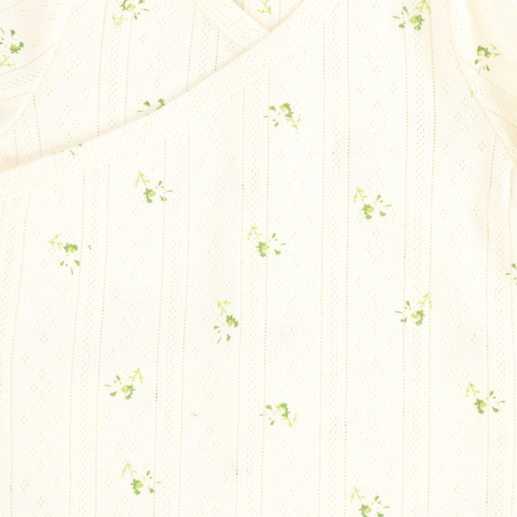 Bebe Jolee Pointelle wrap green floral footie set
