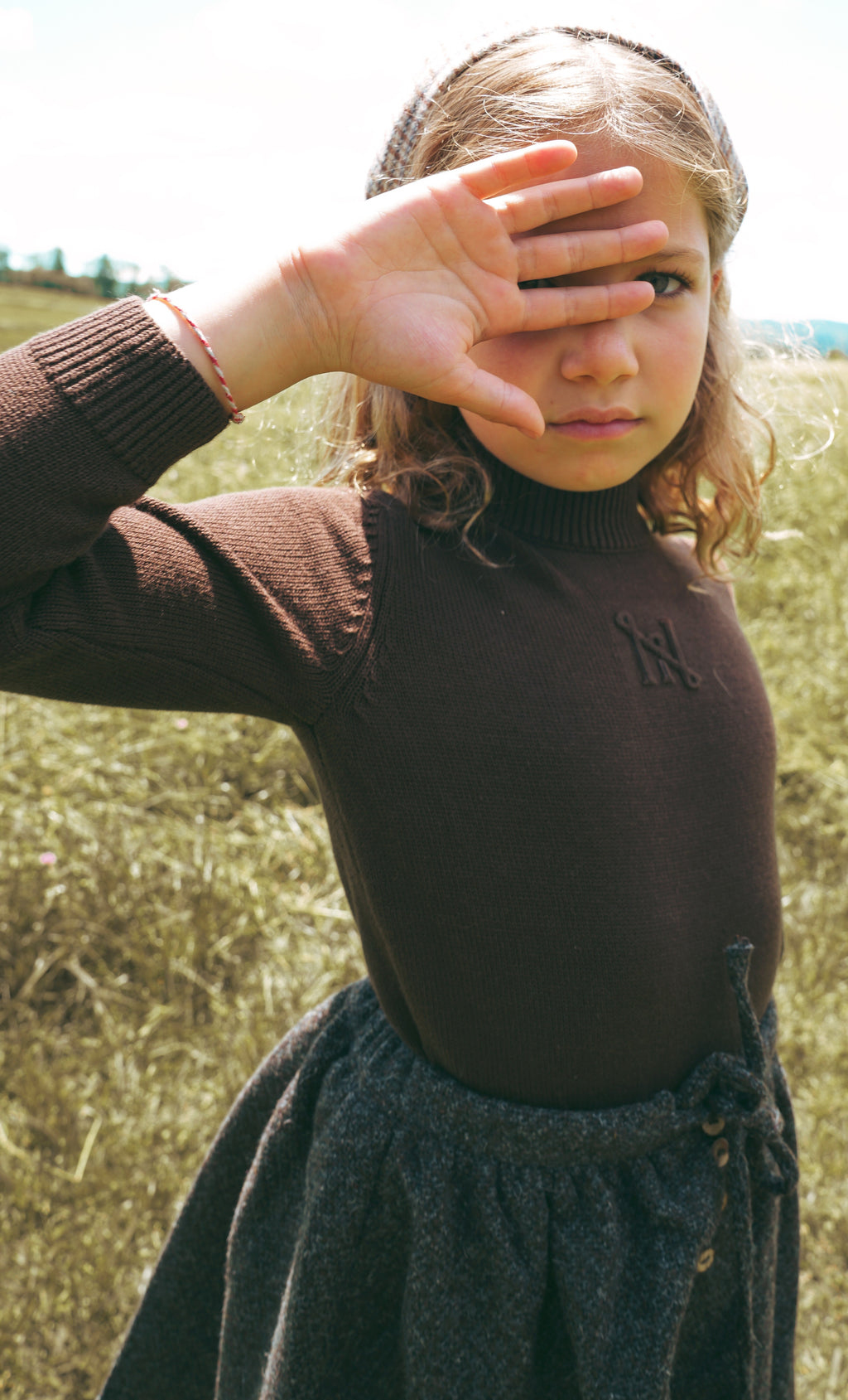 Calla Lili Embossed brown mock sweater