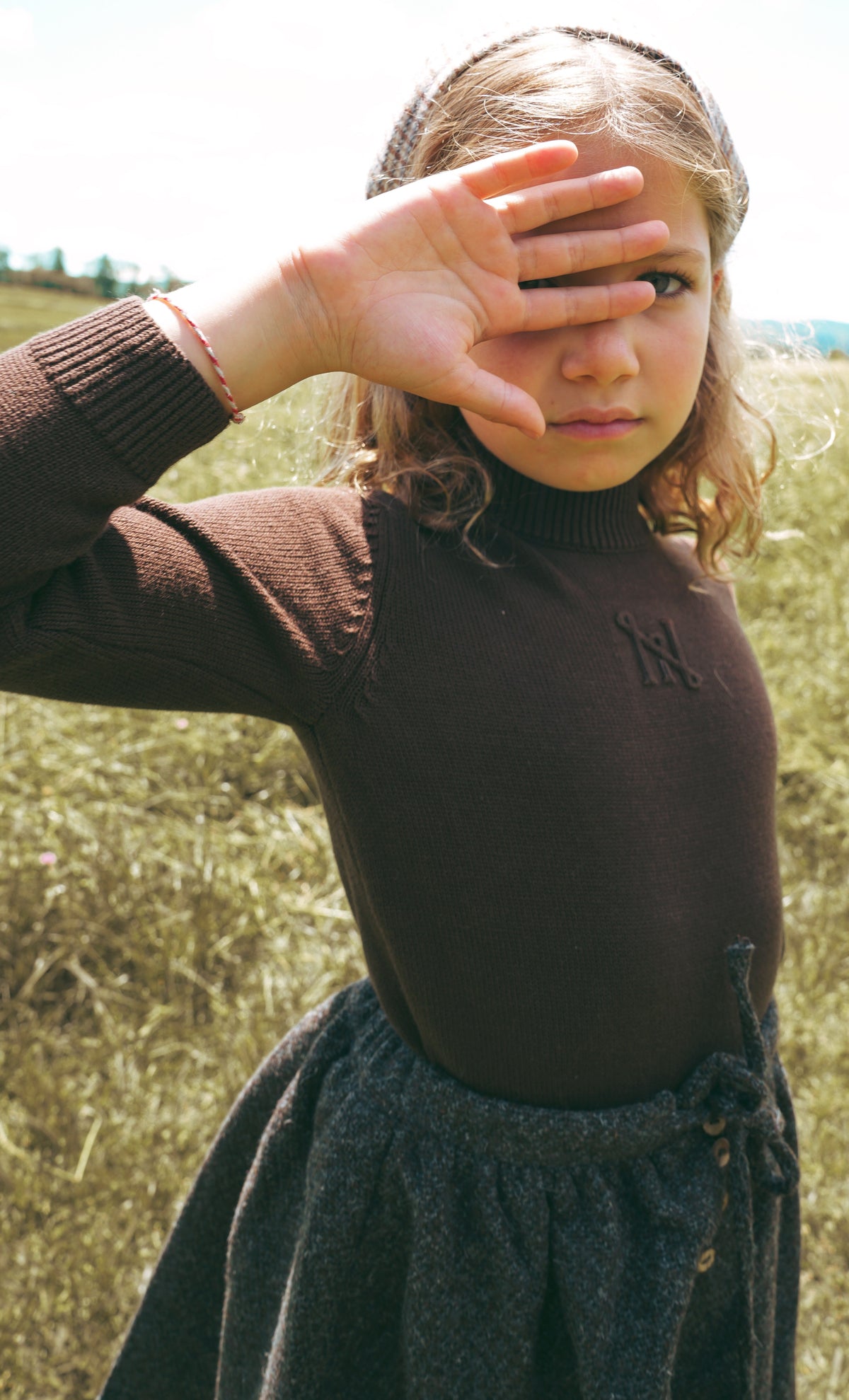 Calla Lili Embossed brown mock sweater