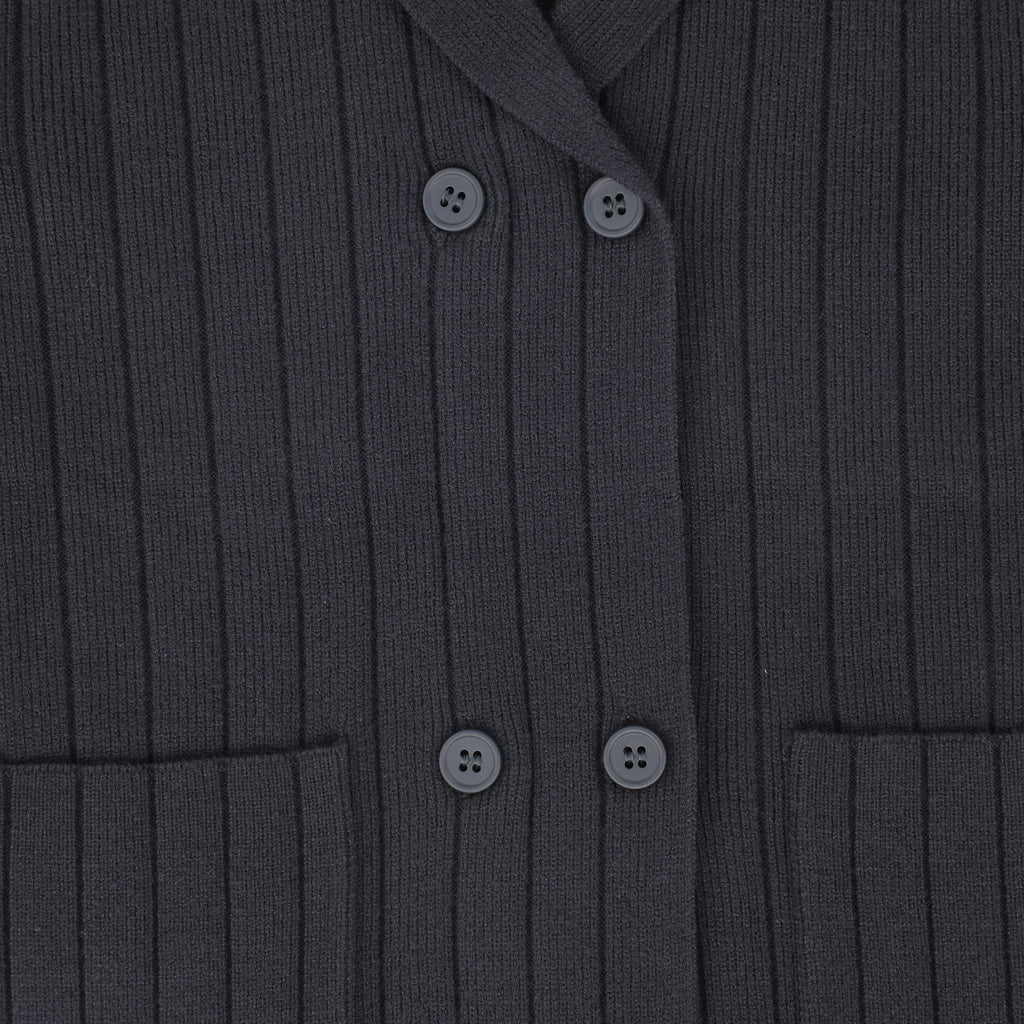 Bamboo Wide ribbed knit double breasted cardigan