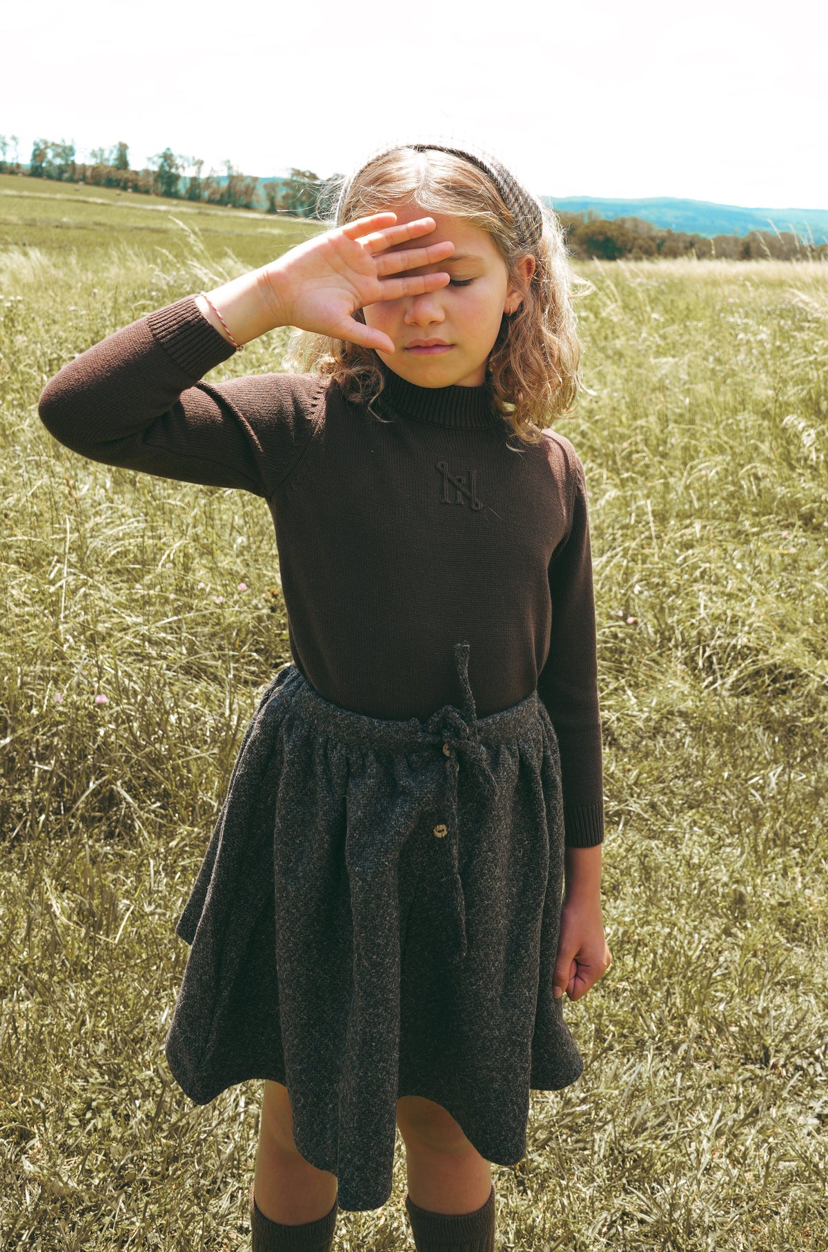 Calla Lili Embossed brown mock sweater