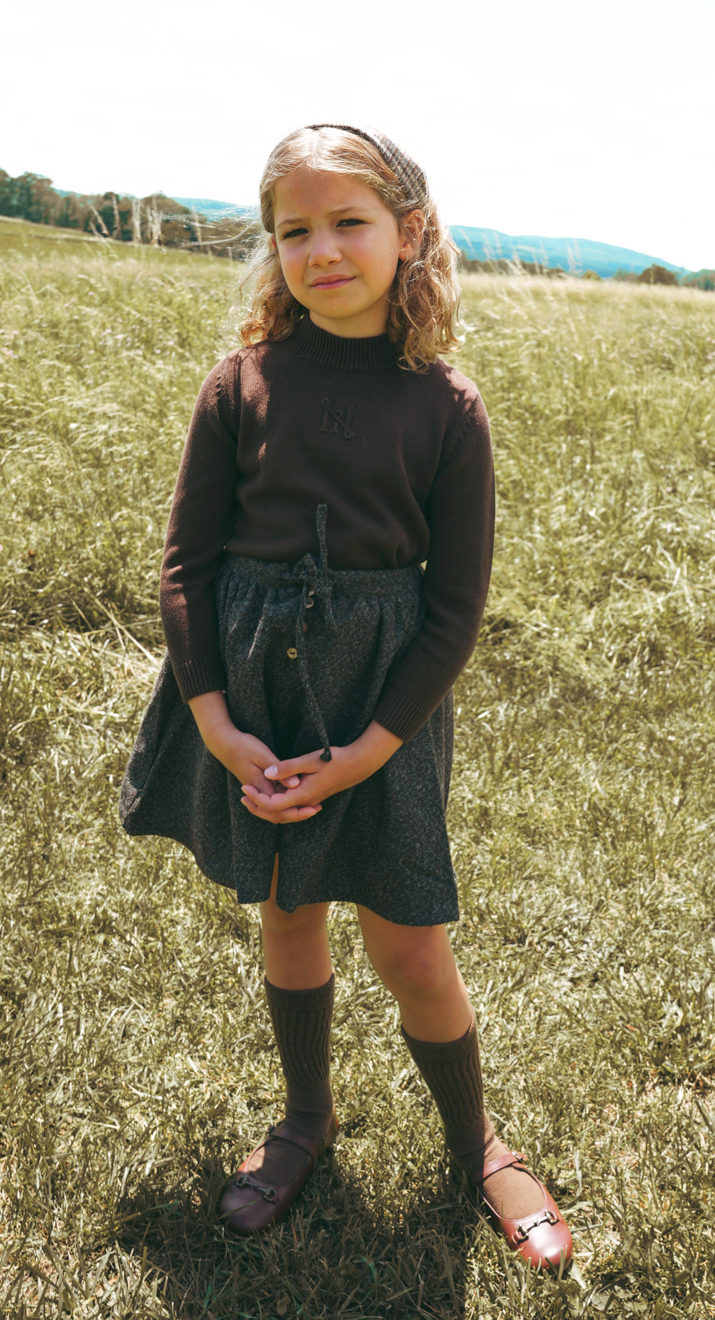 Calla Lili Embossed brown mock sweater