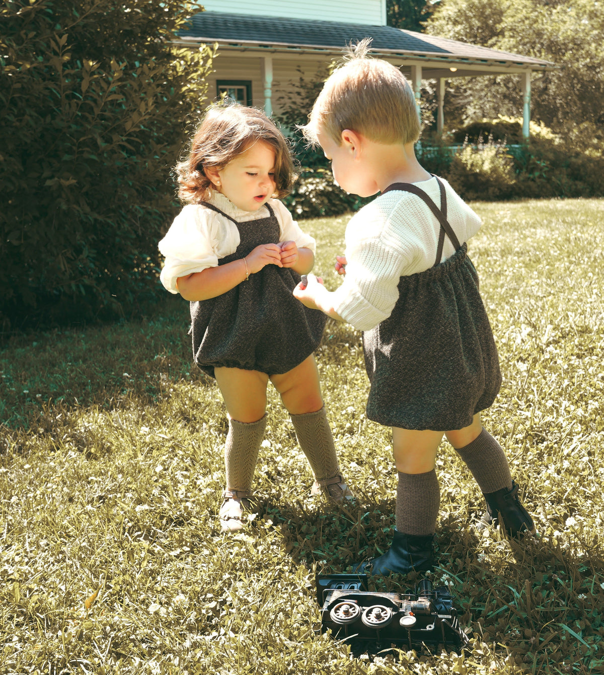 Calla Lili Tweed boy romper