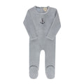Aurora Cross Stitch Blue Anchor Velour Footie