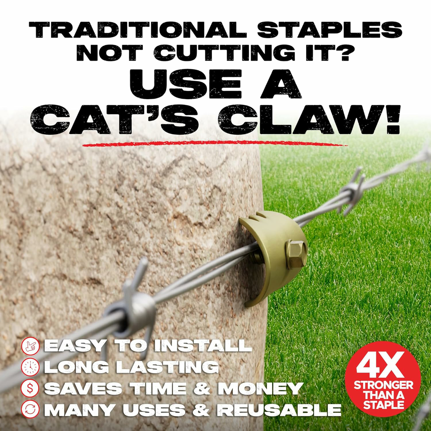 Cat’s Claw Fasteners 2 inch for Softwoods 170 Pieces Replaces The Common Fencing Staple Installs Fast