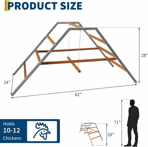 Chicken Perch with Swing, Chicken Roosting Bars for Coop Accessories, Wooden Ladder for Chickens' Health and Happiness