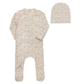 Aurora Floral Rib Blue Footie + Beanie