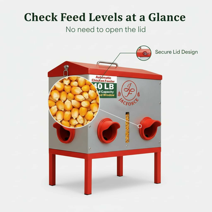 Automatic Chicken Feeder 40lb – Large Metal Poultry Feeder with 6 Ports