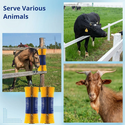 4 Pack Livestock Scratch Brush with Screws, Horse Scratching Post Goat Scratcher Brushes, Full Massage Grooming Brush
