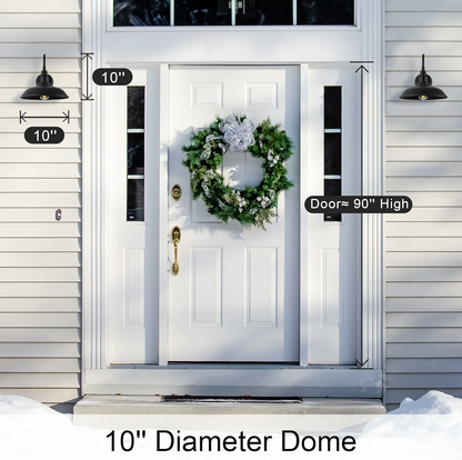 10in Dome Outdoor Barn Light with Wall Mount 2 Pack Black Exterior Gooseneck Lights
