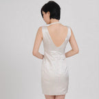 Deep V Neck Polka Dots Knee Length Chinese Dress