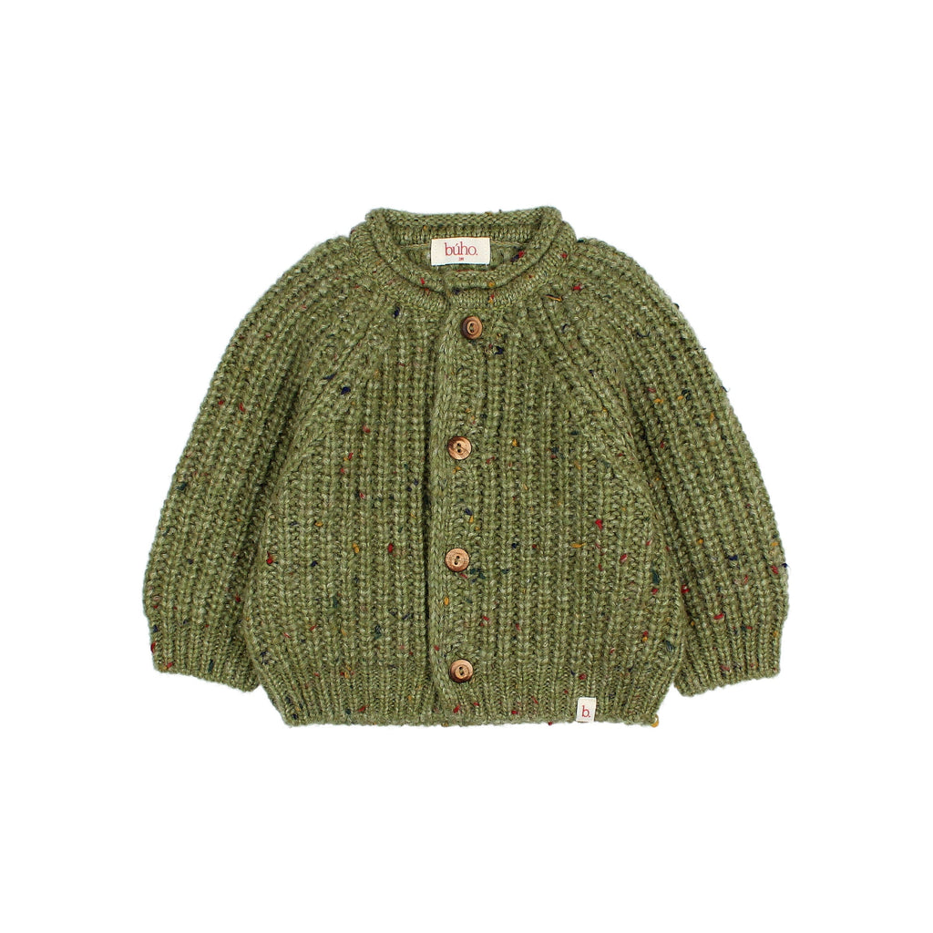 Buho Marled Green knit baby cardigan