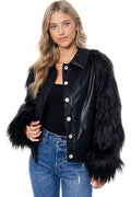 Black Faux Fur Sleeves Jacket