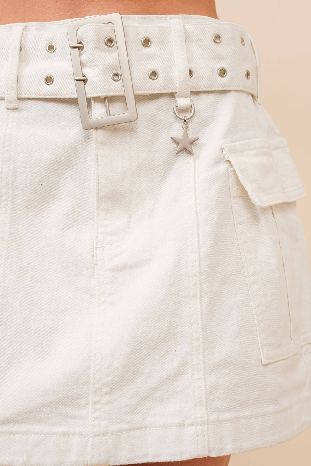 Blue B Cargo Belted Buckle Utility Pocket Mini Skirt