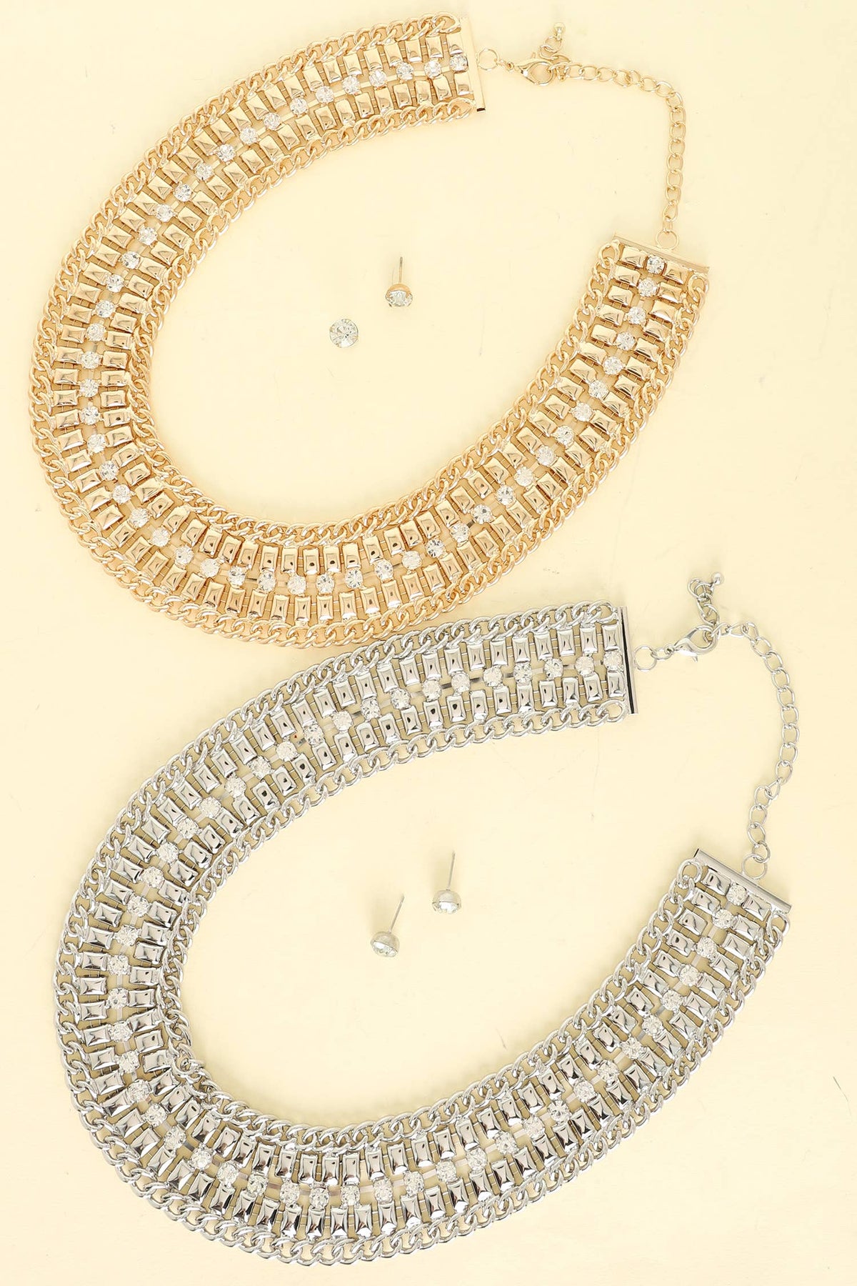 Crystal Rhinestone Collar Necklace Set