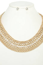 Crystal Rhinestone Collar Necklace Set