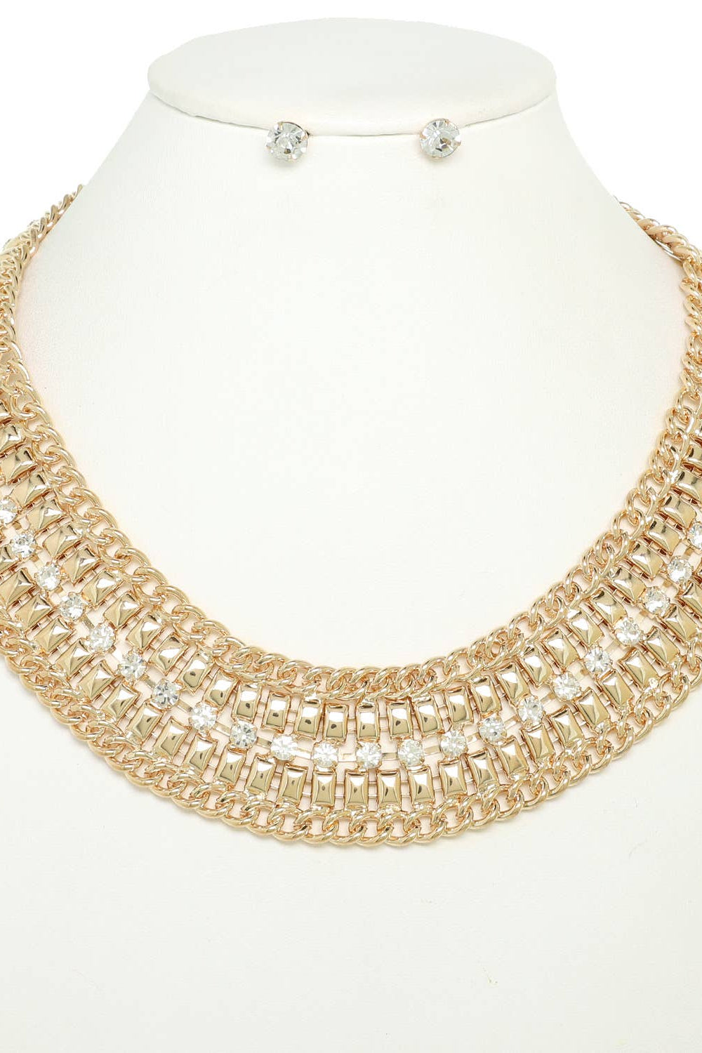 Crystal Rhinestone Collar Necklace Set
