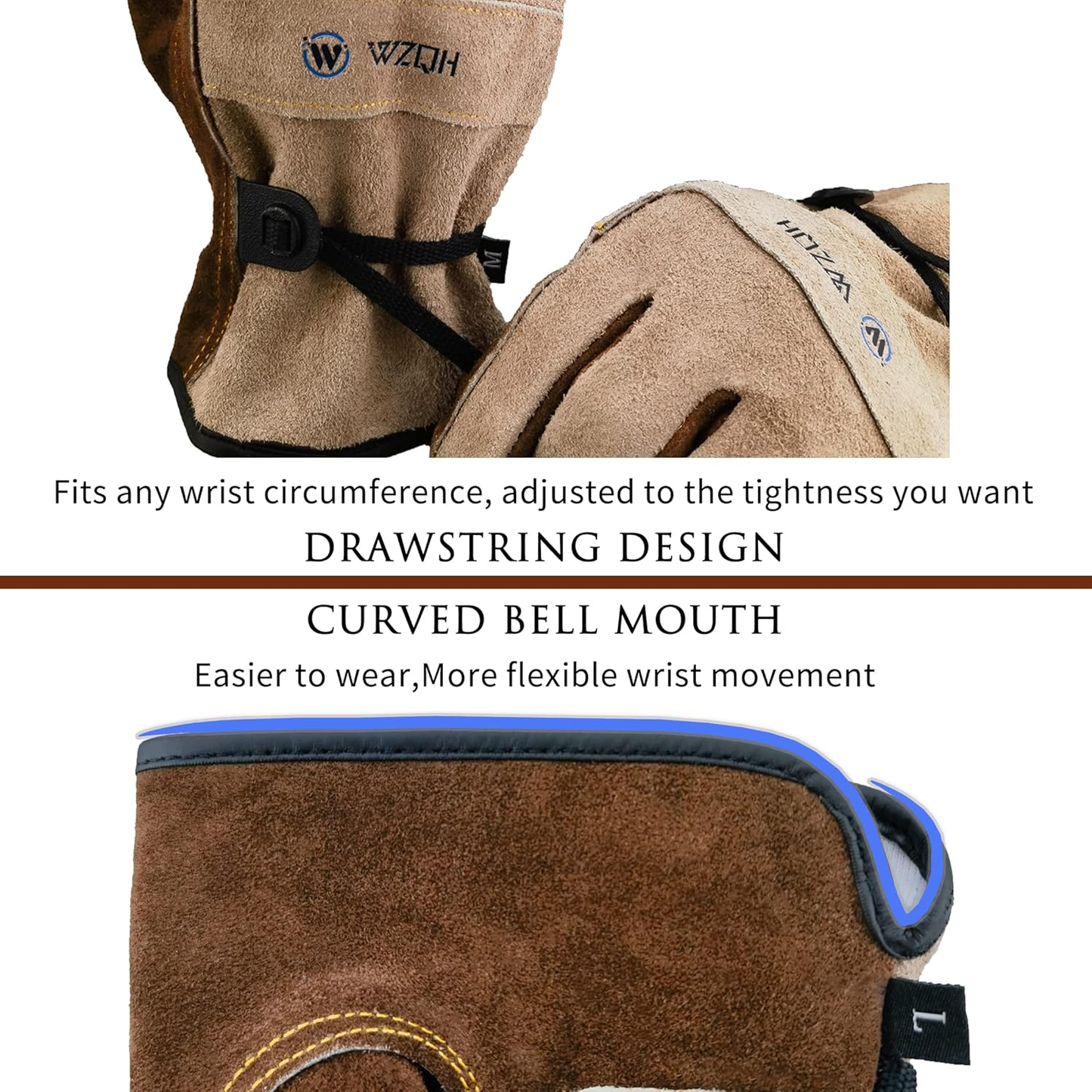 Leather Work Gloves for Men or Women. X-Large Glove for Gardening,  Welding, Construction