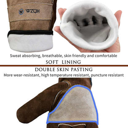Leather Work Gloves for Men or Women. X-Large Glove for Gardening,  Welding, Construction