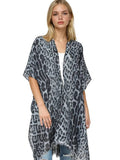 Black Leopard Print One Size Kimono Duster