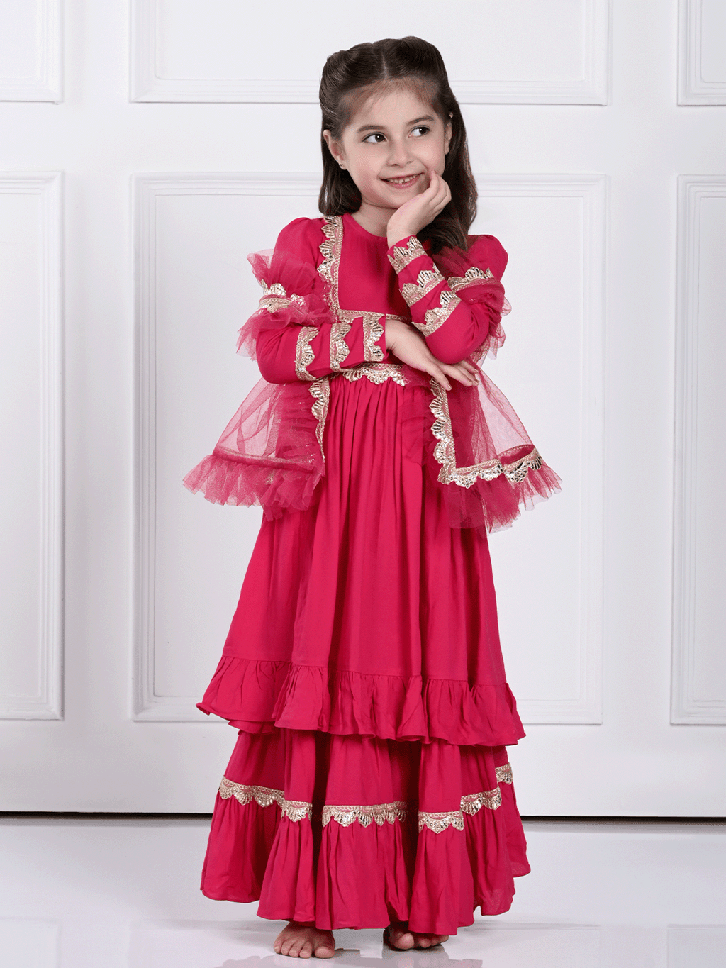 Anahira Suit Set- A Hot Pink Suit for Girls