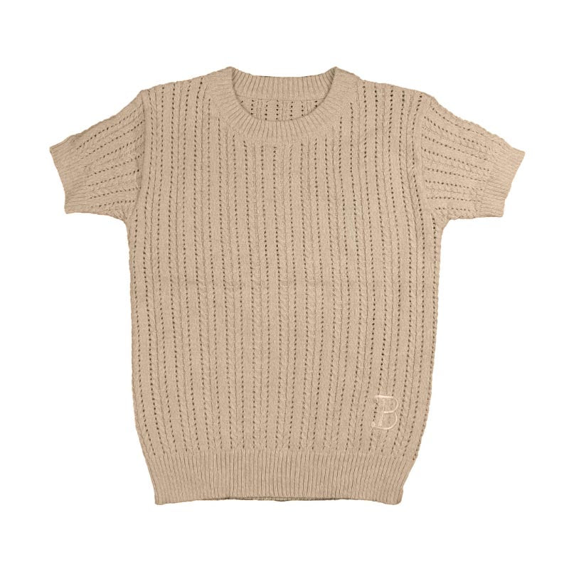Belati Marled sand short sleeve top