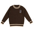Belati Plaid badge brown cable sweater