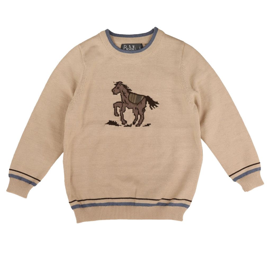 Belati Jacquard horse stone sweater