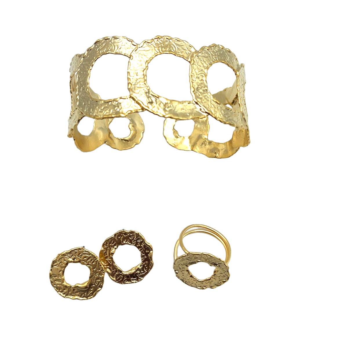 Circle Gold Bracelet & Earring Set