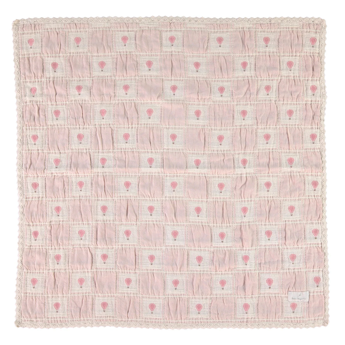 Bebe Organic Balloon Pink patchwork blanket