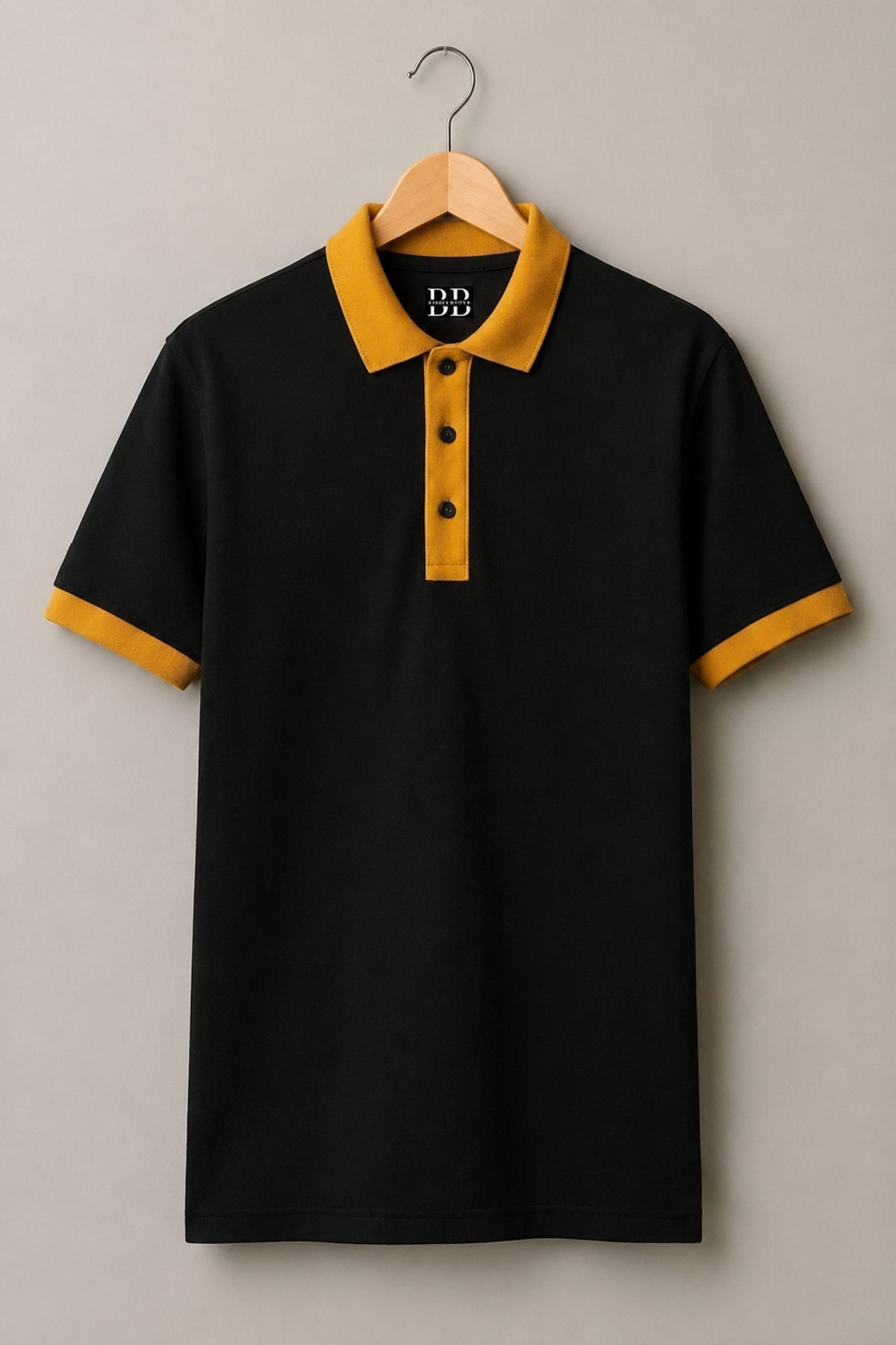 Black and Mustard Premium Cotton Polo T-Shirt