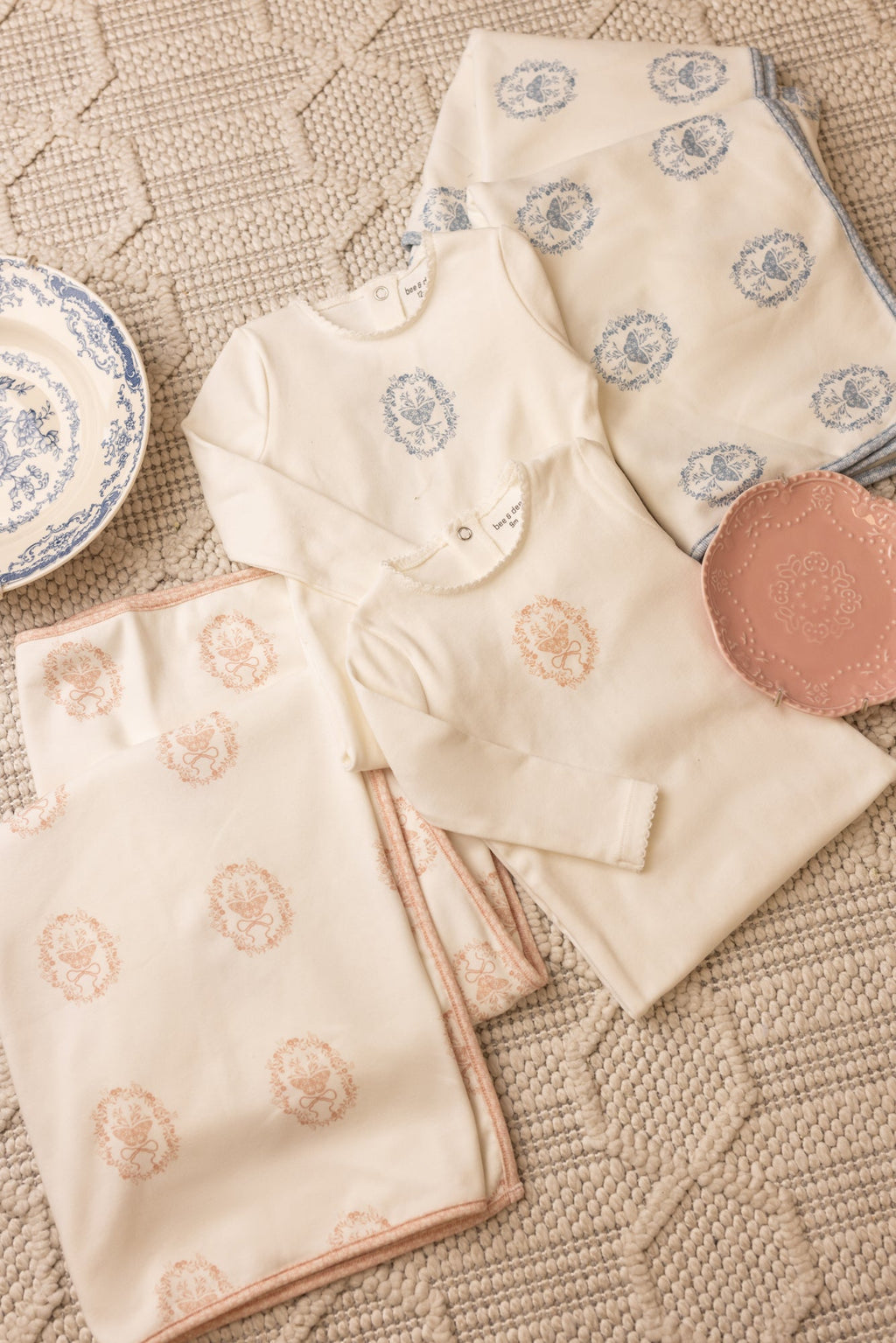 Bee & Dee Butterfly pink motif layette set