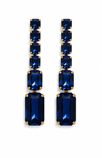 Blue Statement Gemstone Drop Earrings