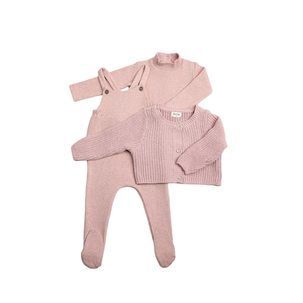 Bee & Dee Chenille rose cardigan overall set