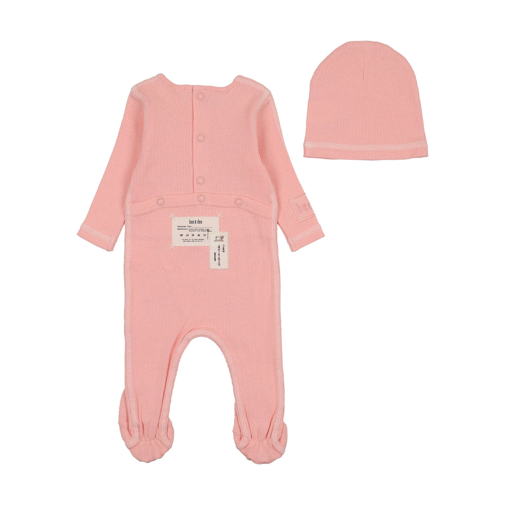 Bee & Dee Contrast coral footie set