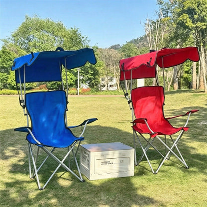 Portable Folding Camping Chair With Adjustable Sun Canopy