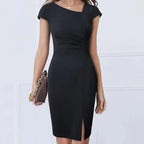 Lunara Rogue Casual Midi Dress – Breathable Opaque Fabric, Day & Night Versatility | Black, Blue | S–2XL