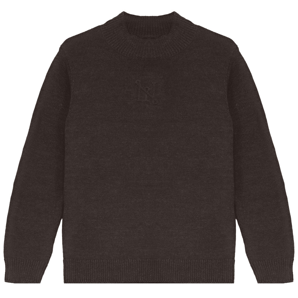 Calla Lili Embossed brown mock sweater